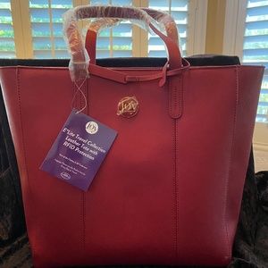 Joy Mangano - All Red Leather Tote